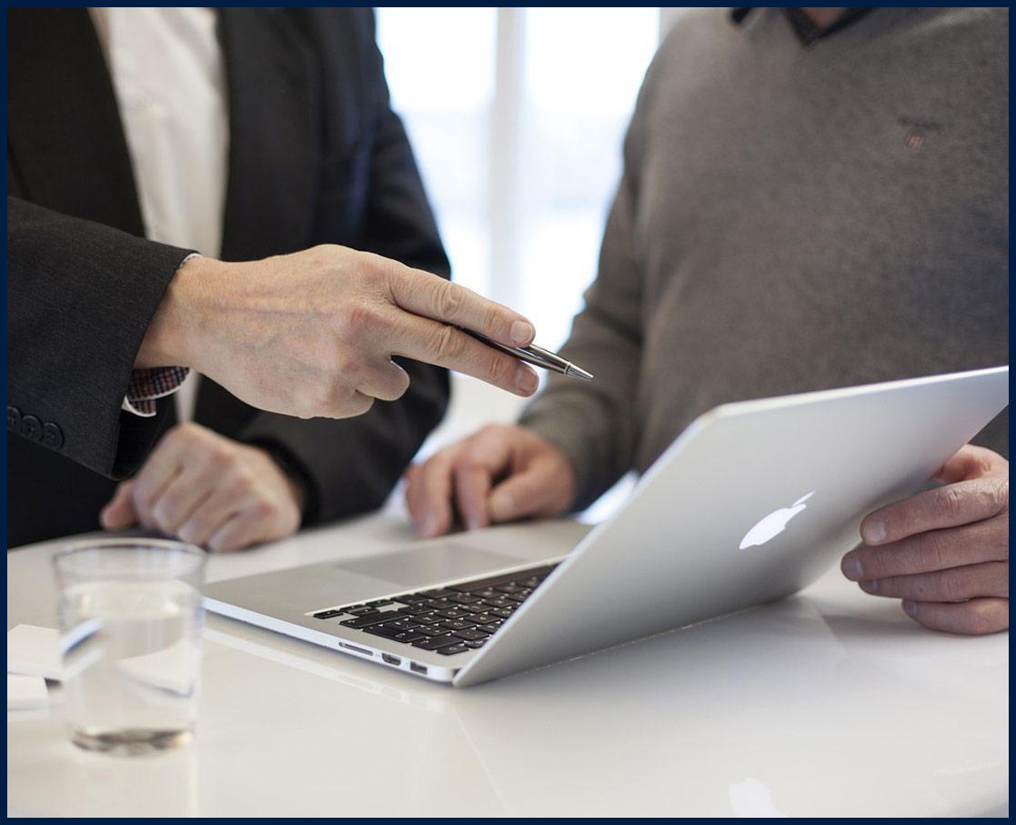 Pointing to laptop